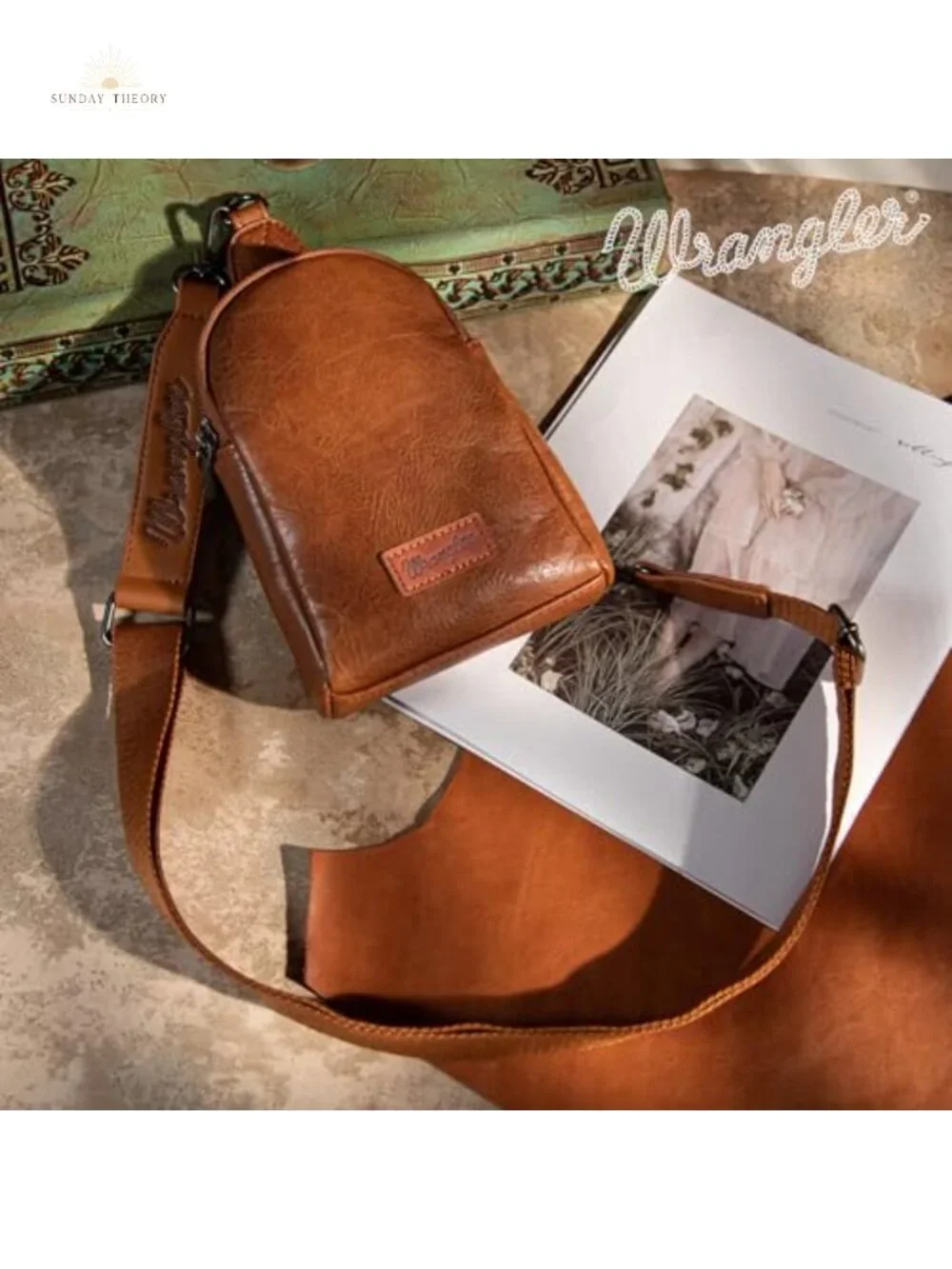 Wrangler Small Sling Bag for Women, Leather Crossbody Bags Cross Body Purse